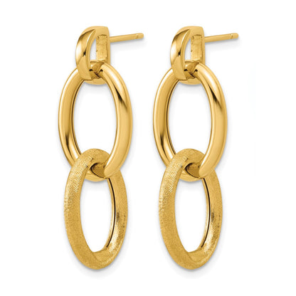 Polished and Brushed Ovals Dangle Post Earrings - 13mm