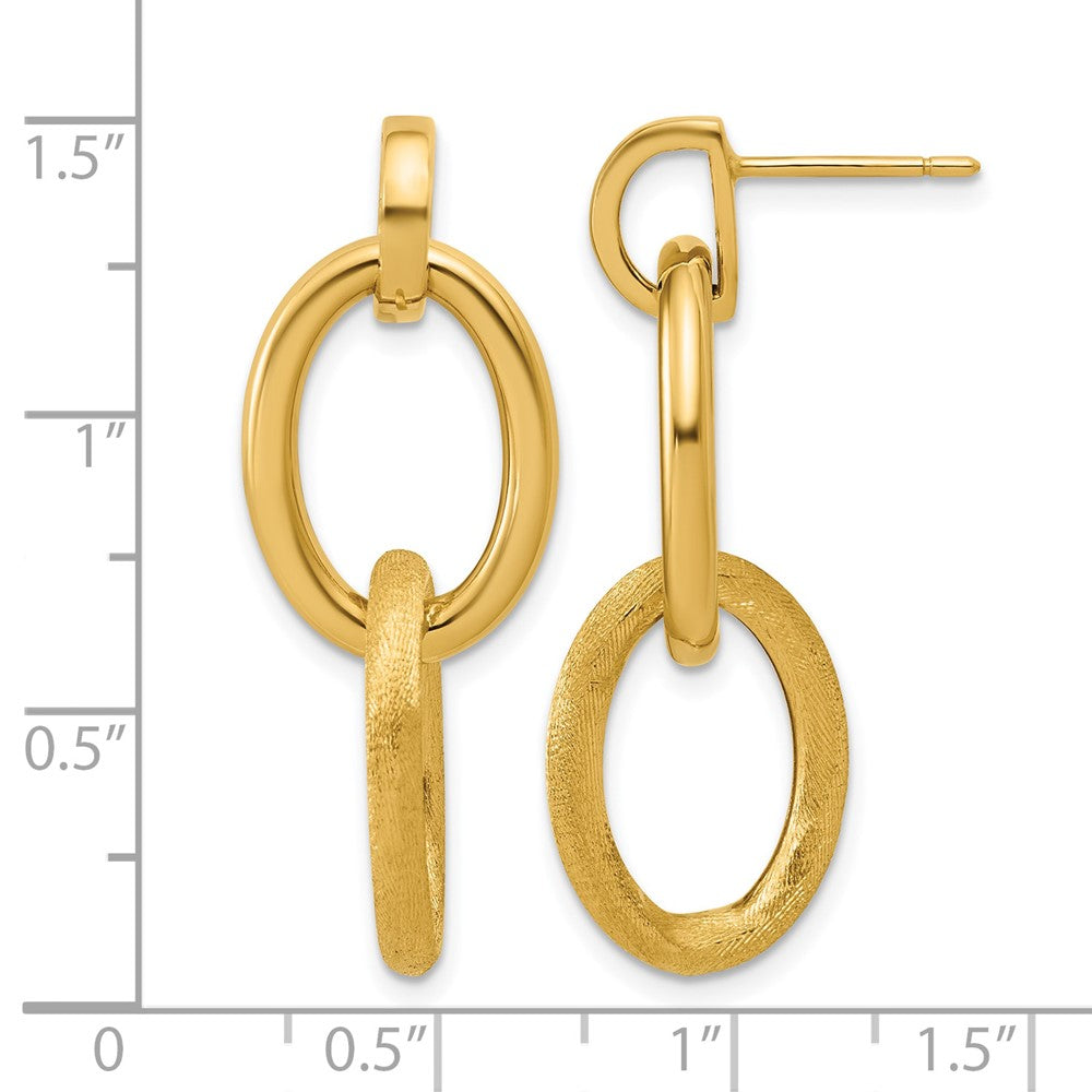 Polished and Brushed Ovals Dangle Post Earrings - 13mm