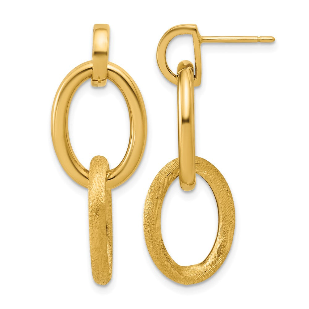 Polished and Brushed Ovals Dangle Post Earrings - 13mm