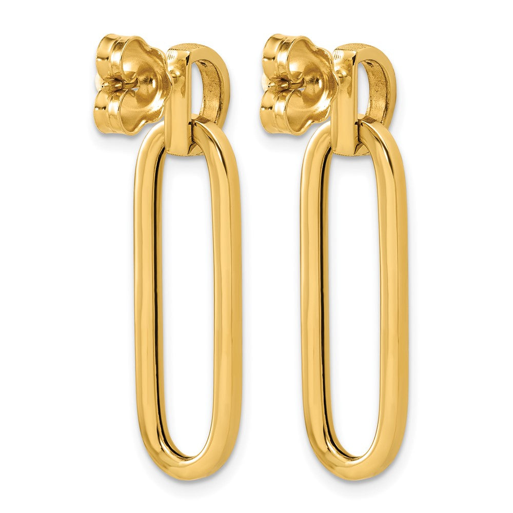 Polished and Brushed Oval Dangle Post Earrings - 8.9mm