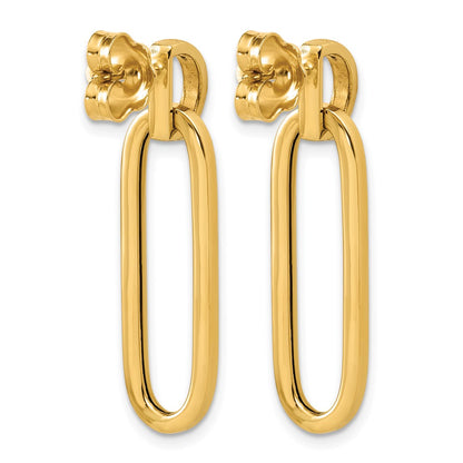 Polished and Brushed Oval Dangle Post Earrings - 8.9mm