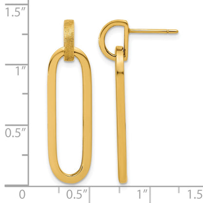 Polished and Brushed Oval Dangle Post Earrings - 8.9mm