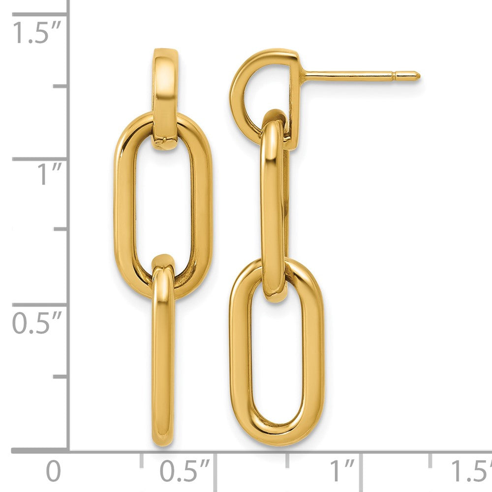 Polished Oval Link Dangle Post Earrings