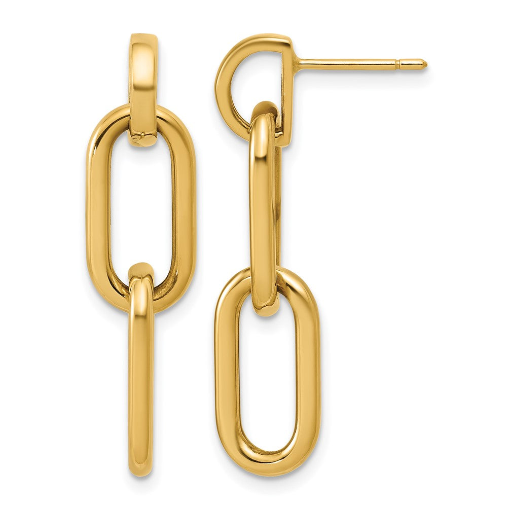 Polished Oval Link Dangle Post Earrings