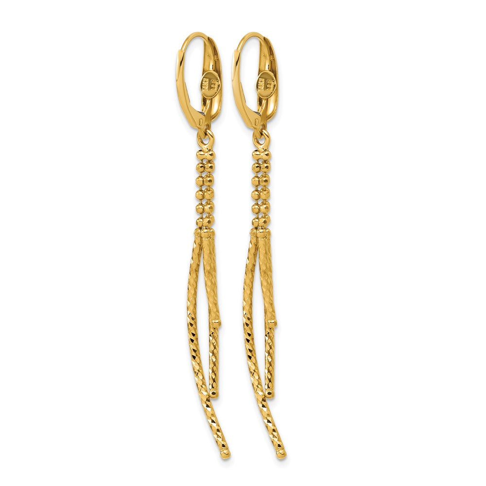 Polished and Dia-cut 3-strand Bar leverback Earrings