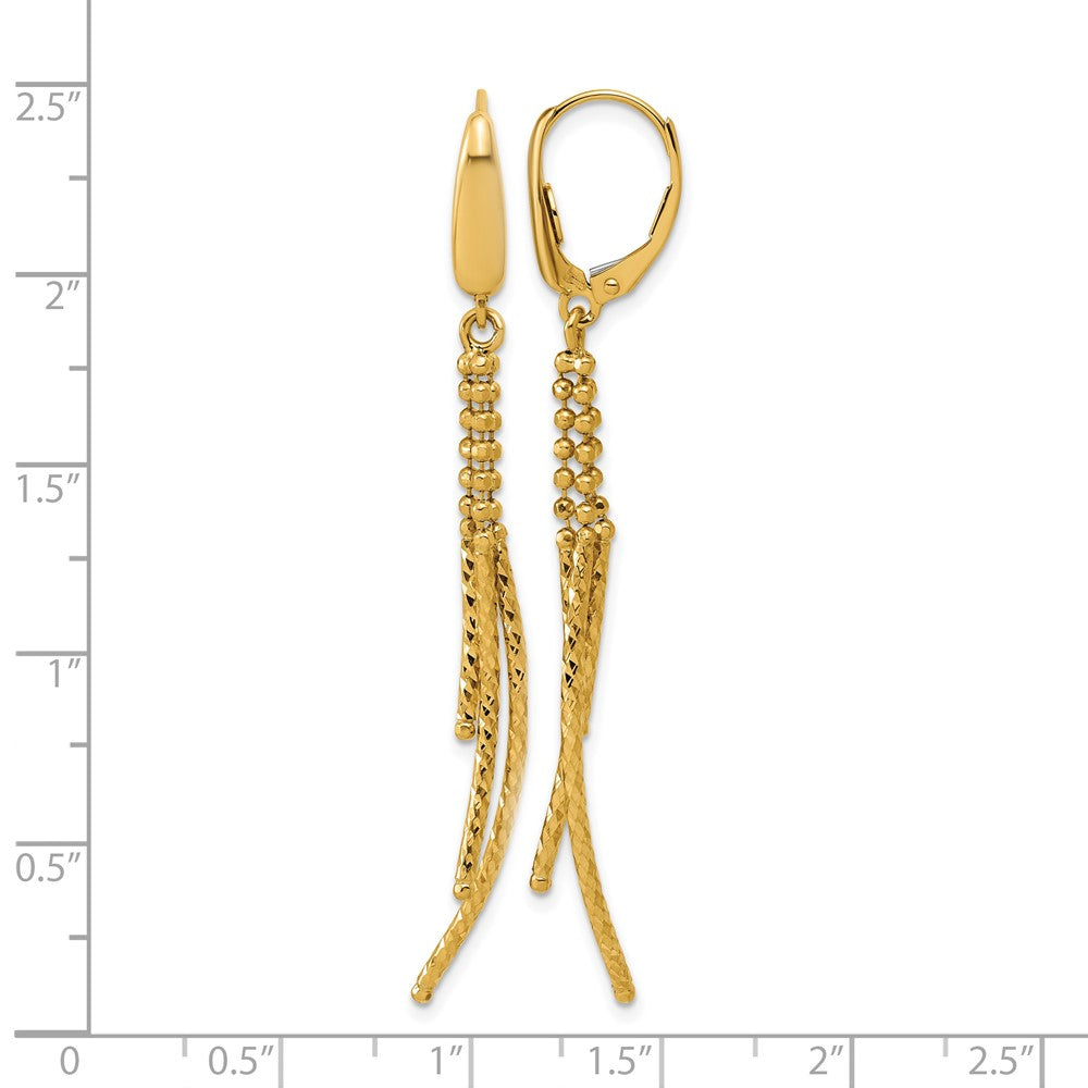 Polished and Dia-cut 3-strand Bar leverback Earrings