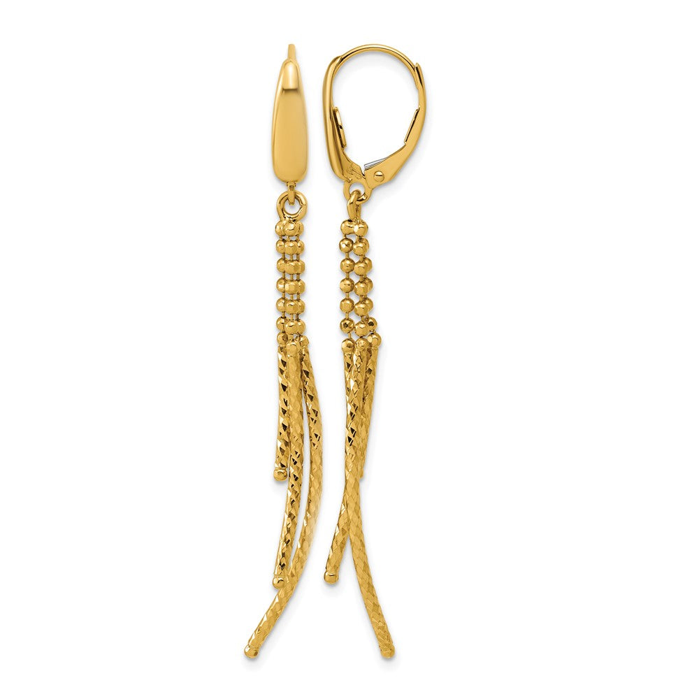 Polished and Dia-cut 3-strand Bar leverback Earrings