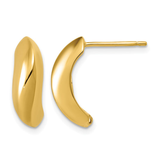 Polished J-Hoop Post Earrings - 7.7mm
