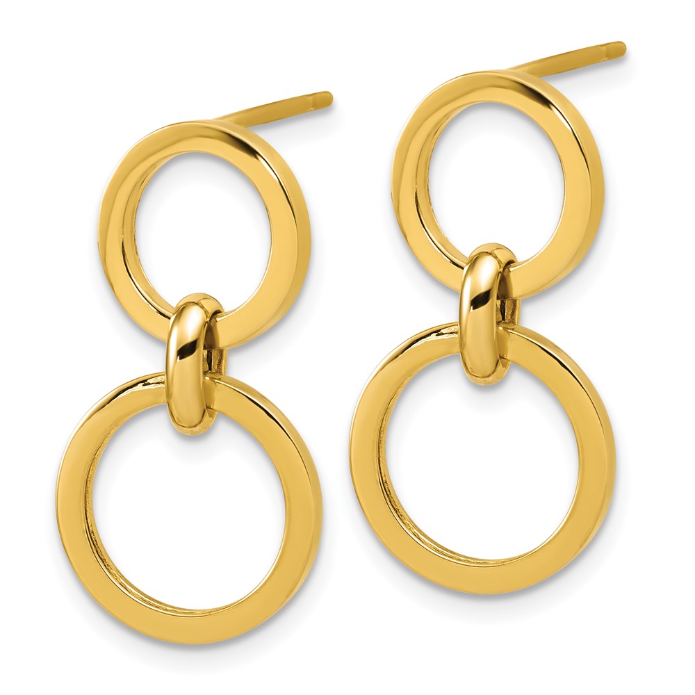 Polished Circle Post Dangle Earrings - 13.1mm