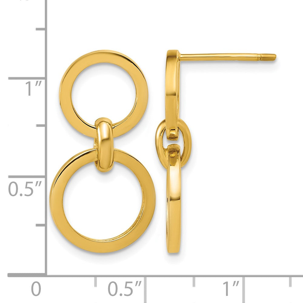 Polished Circle Post Dangle Earrings - 13.1mm