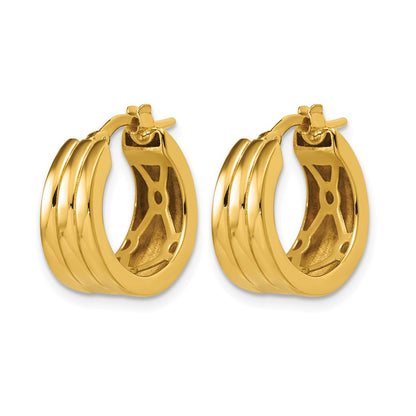 Polished Grooved Round Hoop Earrings - 7.5mm