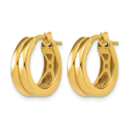 Polished Grooved Round Hoop Earrings - 6mm