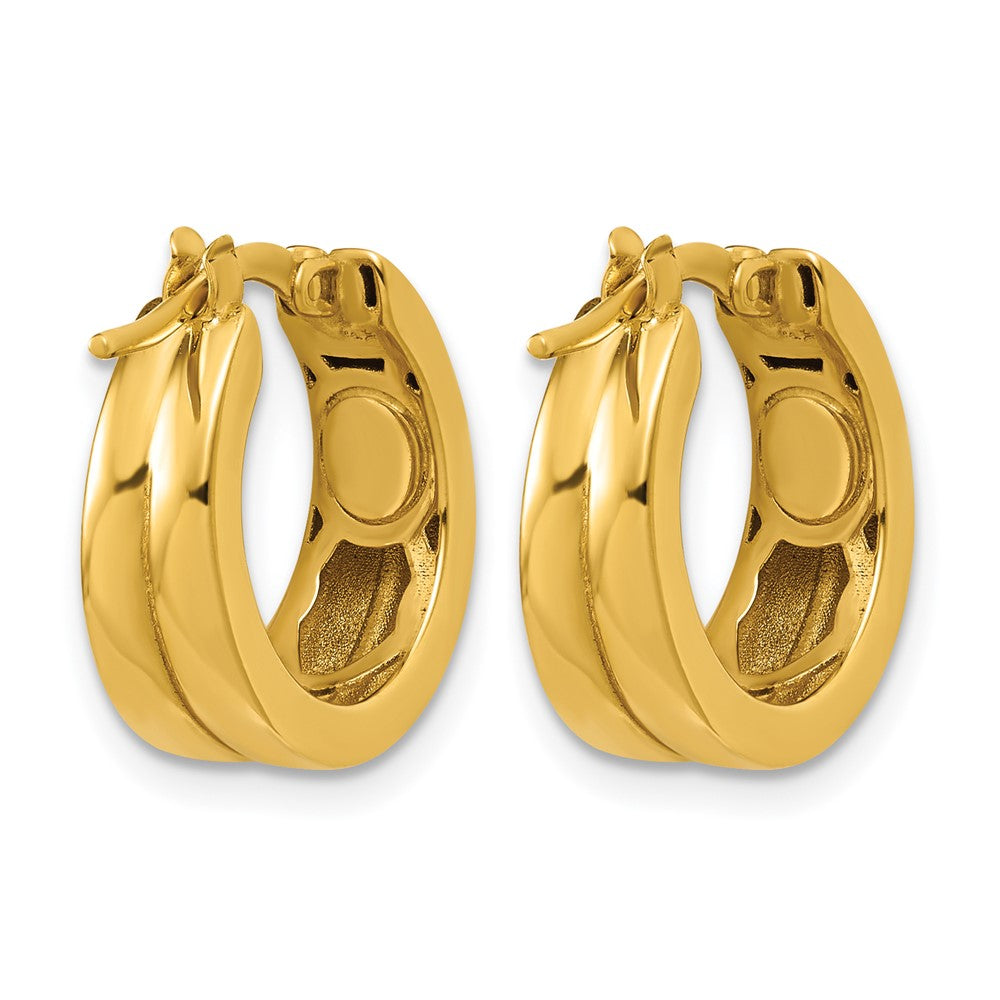 Polished Grooved Round Hoop Earrings - 6mm