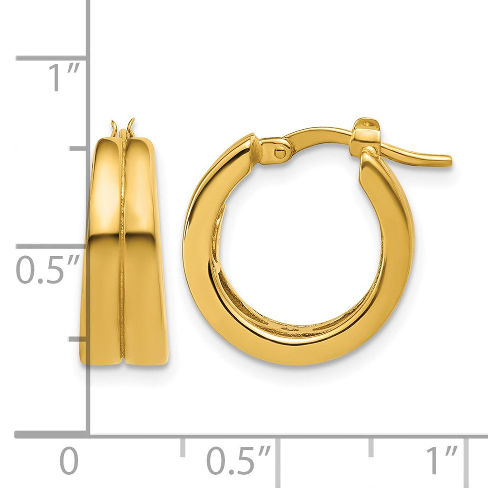 Polished Grooved Round Hoop Earrings - 6mm