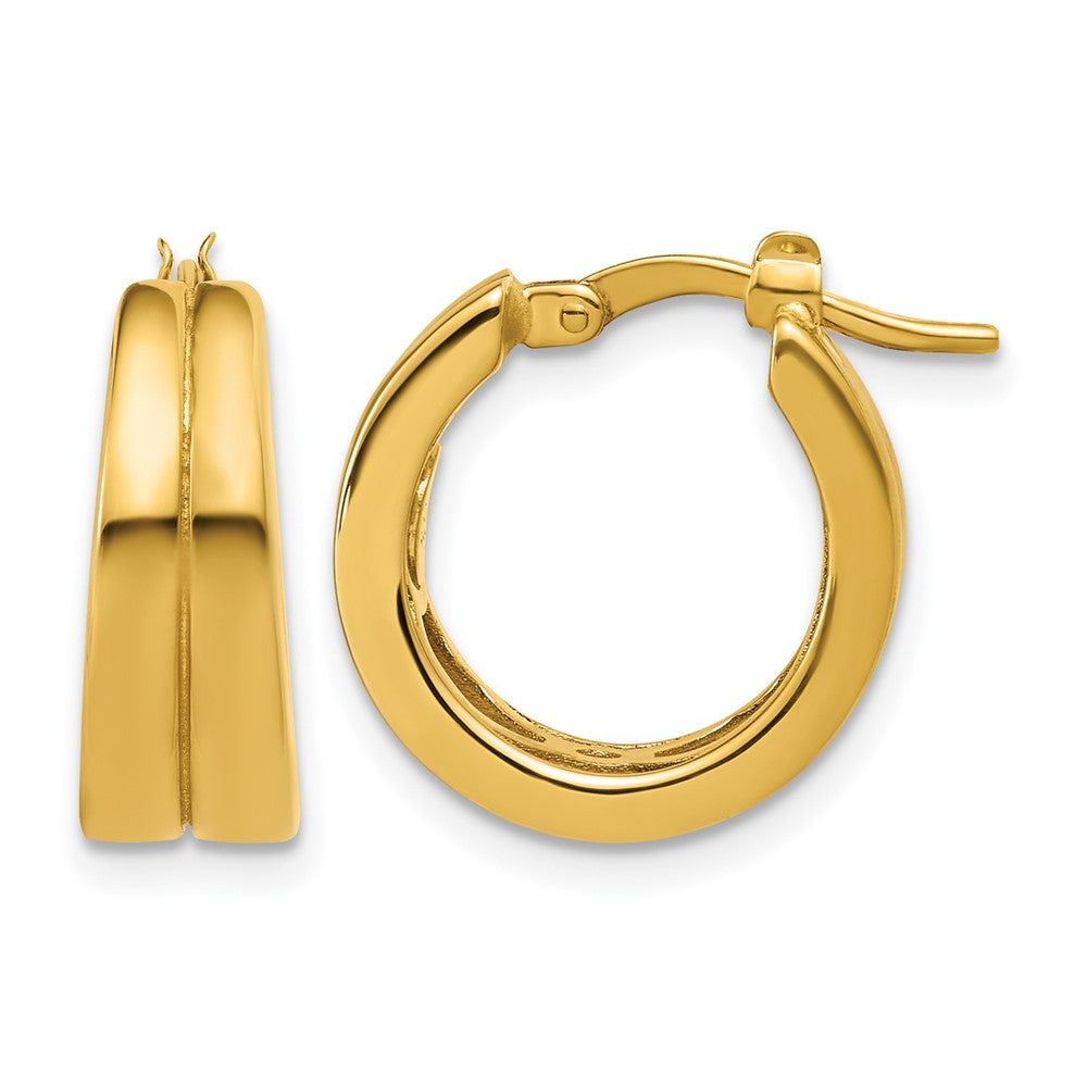 Polished Grooved Round Hoop Earrings - 6mm