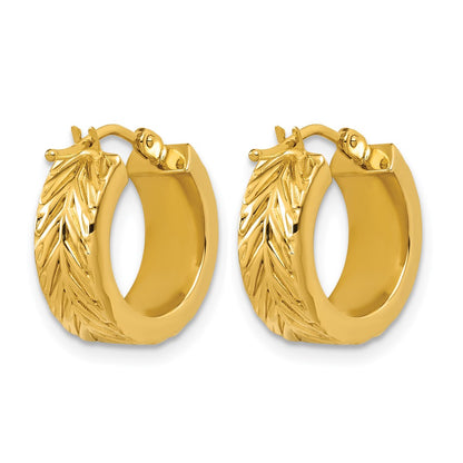 Polished and Grooved Round Hoop Earrings - 2.13g