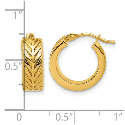 Polished and Grooved Round Hoop Earrings - 2.13g