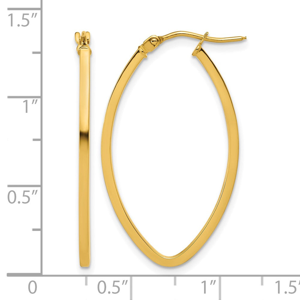 Polished Oval Hoop Earrings - 1.5mm, 1.2g