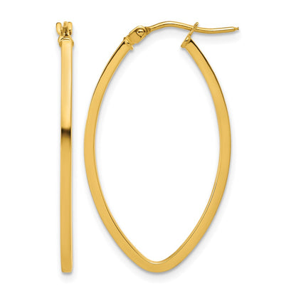 Polished Oval Hoop Earrings - 1.5mm, 1.2g