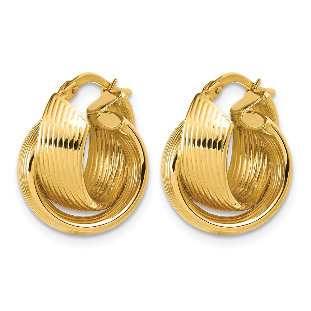 Polished Grooved and Twisted Hoop Earrings - 13mm