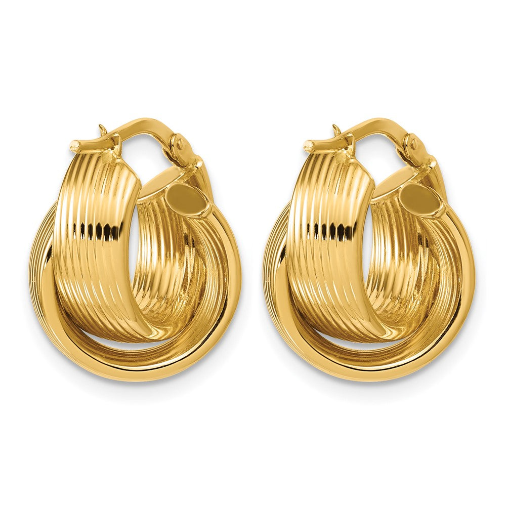 Polished Grooved and Twisted Hoop Earrings - 13mm
