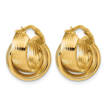 Polished Grooved and Twisted Hoop Earrings - 13mm