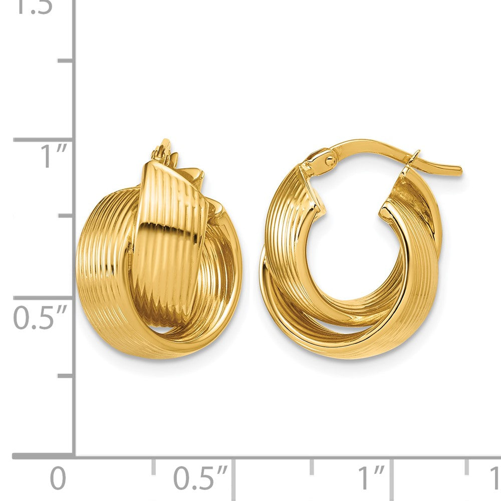 Polished Grooved and Twisted Hoop Earrings - 13mm