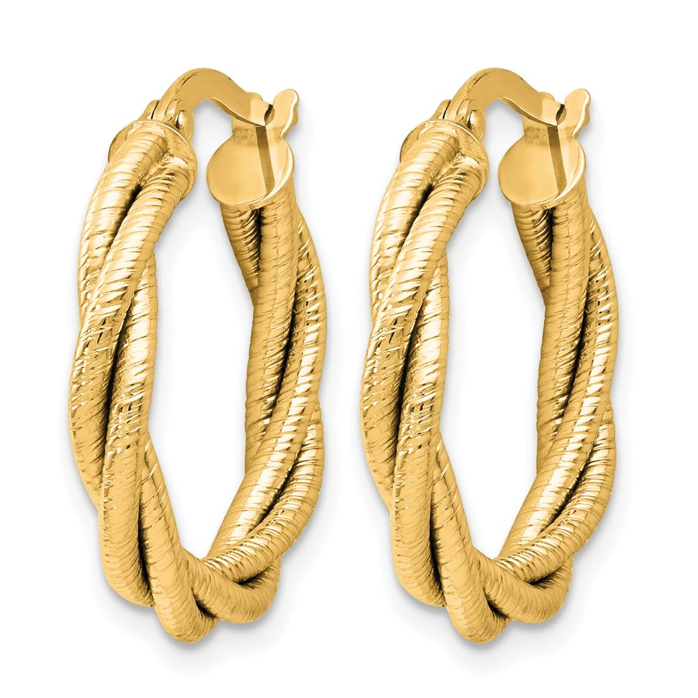 Polished Grooved and Twisted Hoop Earrings - 3.5mm