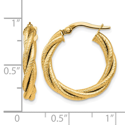 Polished Grooved and Twisted Hoop Earrings - 3.5mm