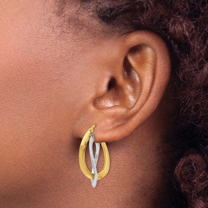 Polished Twisted Double Hoop Earrings - 11mm