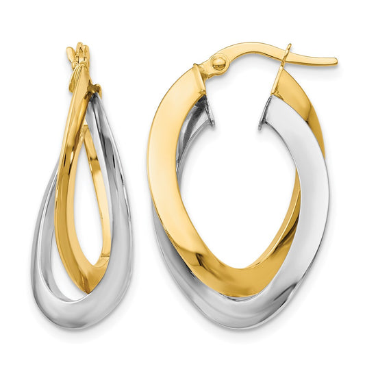 Polished Twisted Double Hoop Earrings - 11mm