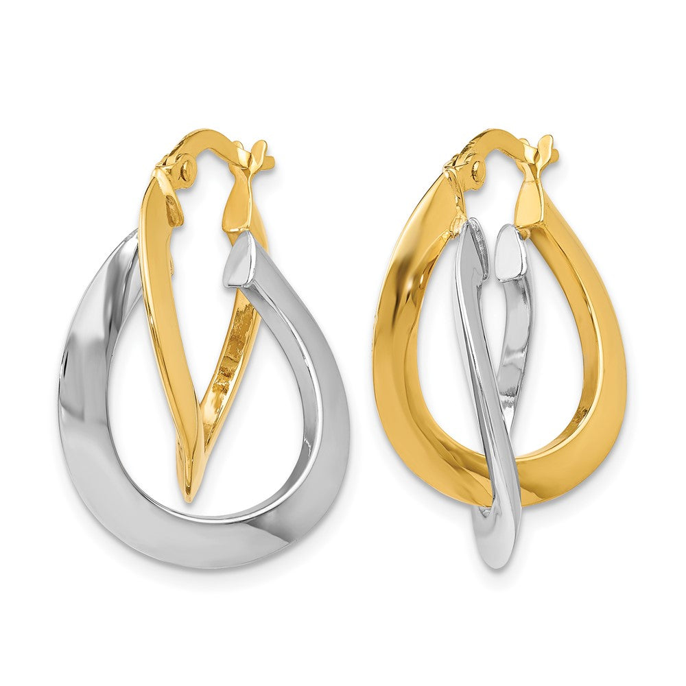 Polished Twisted Double Hoop Earrings - 10mm