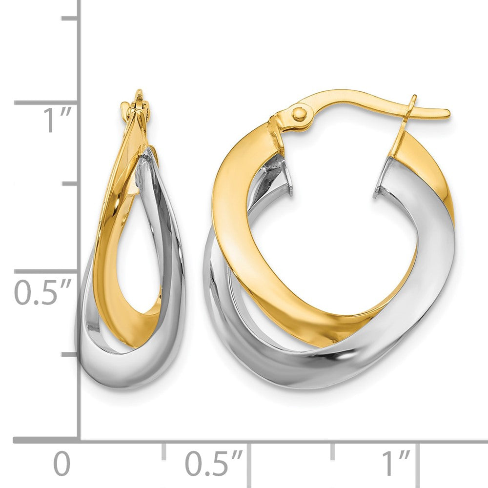 Polished Twisted Double Hoop Earrings - 10mm