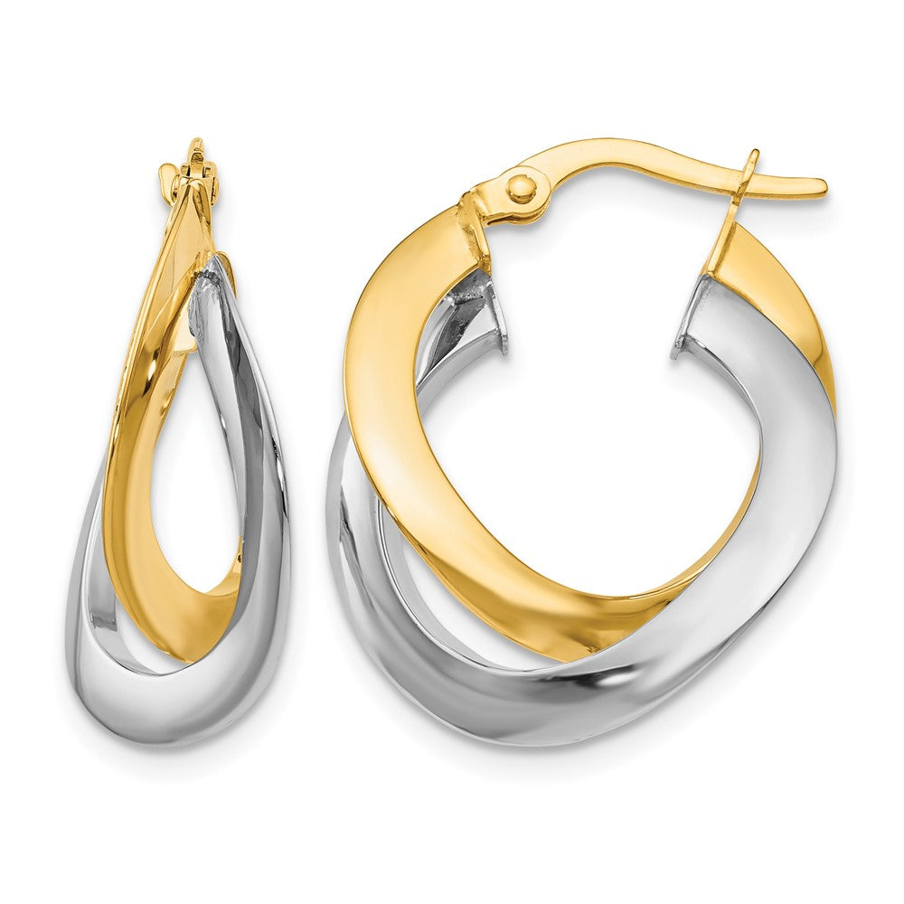 Polished Twisted Double Hoop Earrings - 10mm
