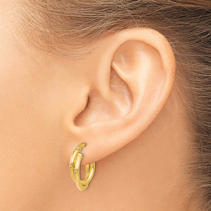 Polished Twisted Double Hoop Earrings - 4mm