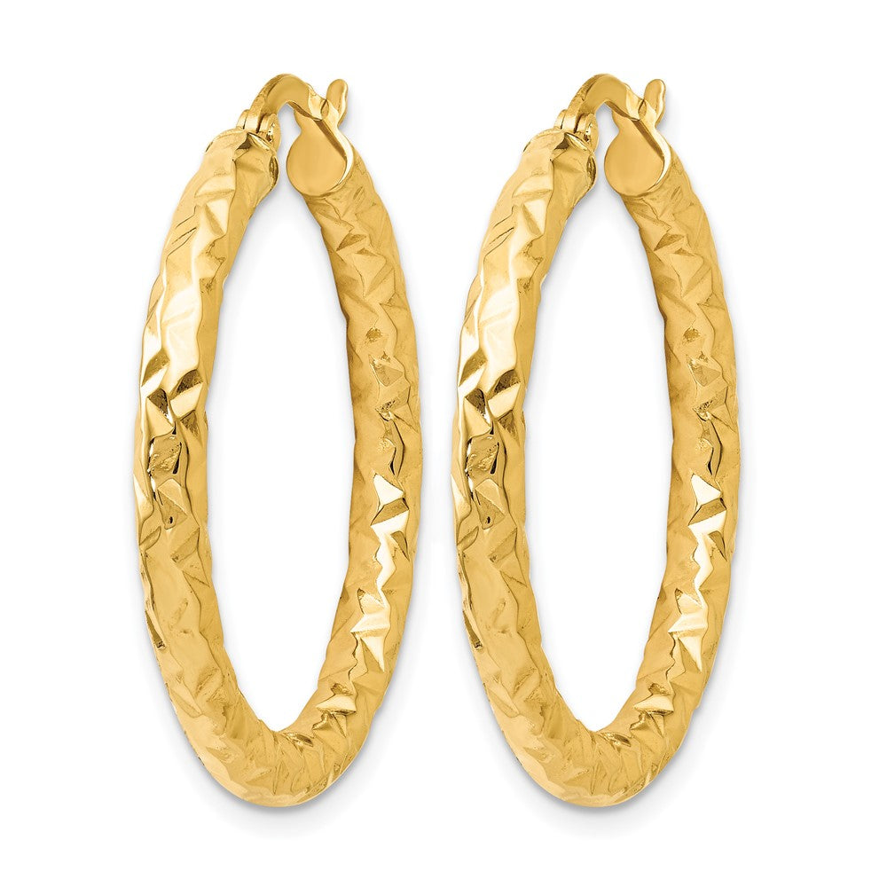 Polished and Textured Hoop Earrings - 3mm