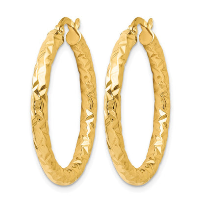 Polished and Textured Hoop Earrings - 3mm