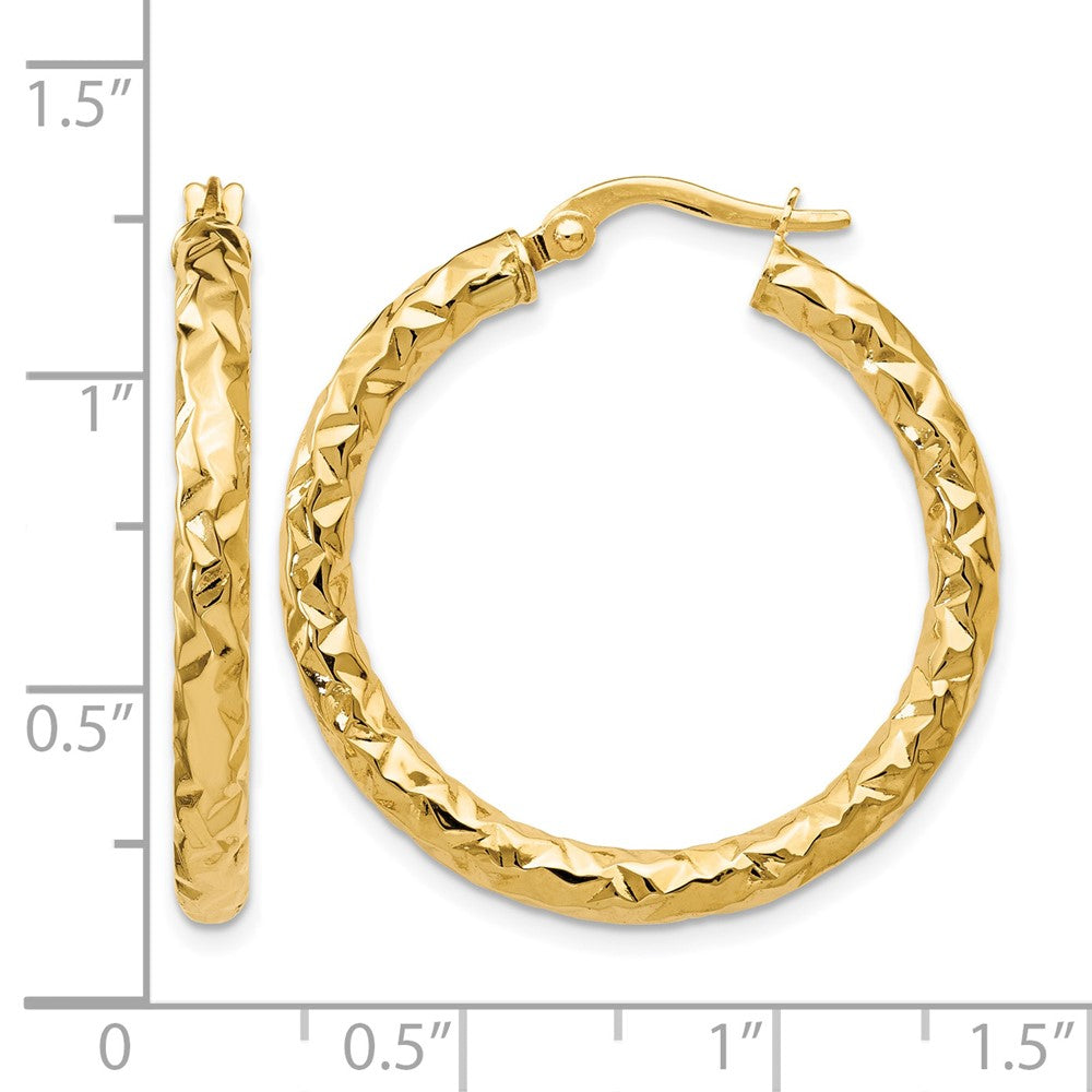 Polished and Textured Hoop Earrings - 3mm