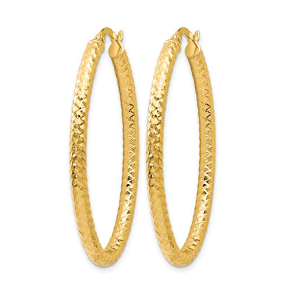 Polished and Textured Oval Hoop Earrings - 3mm