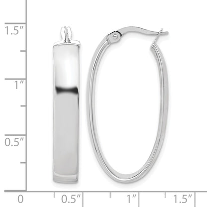 Polished Oval Hoop Earrings - 6mm, White Gold
