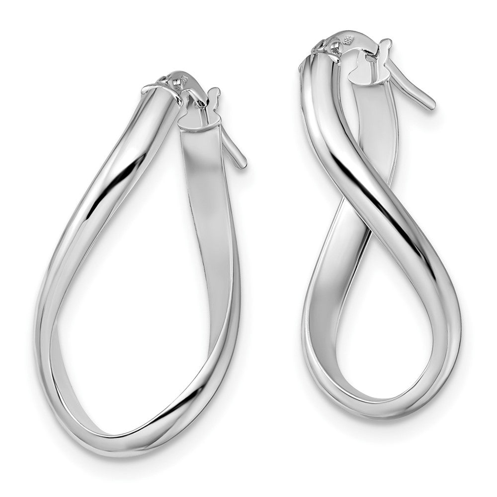 Polished Oval Twisted Hoop Earrings - White Gold