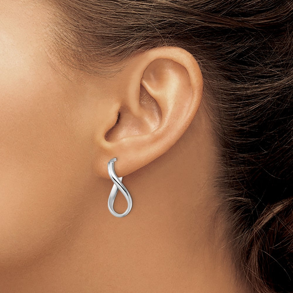 Polished Oval Twisted Hoop Earrings - White Gold