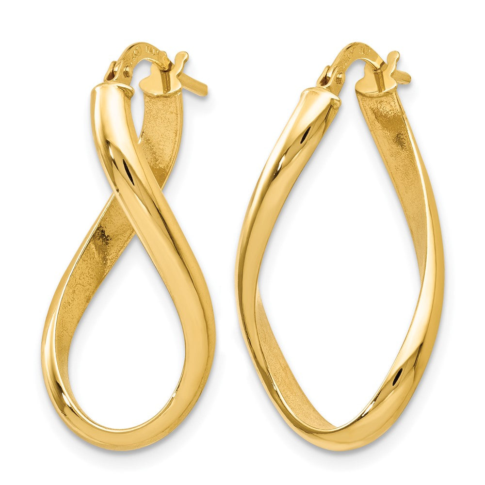 Polished Oval Twisted Hoop Earrings - Yellow Gold