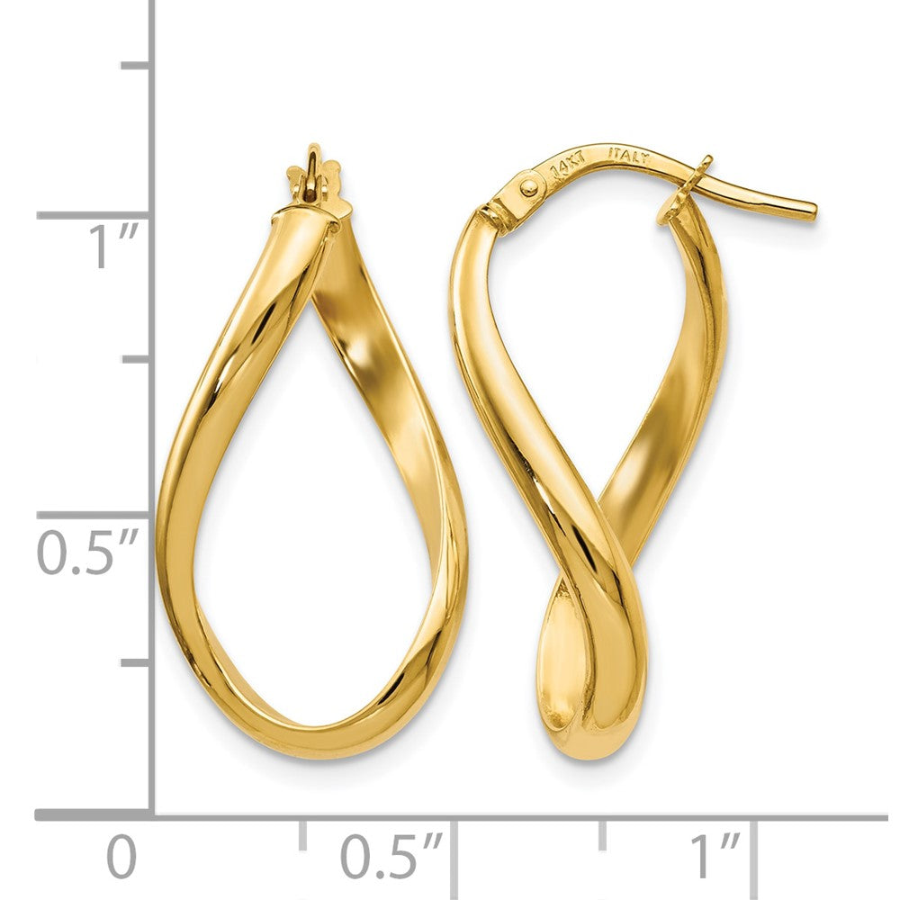 Polished Oval Twisted Hoop Earrings - Yellow Gold