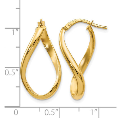Polished Oval Twisted Hoop Earrings - Yellow Gold