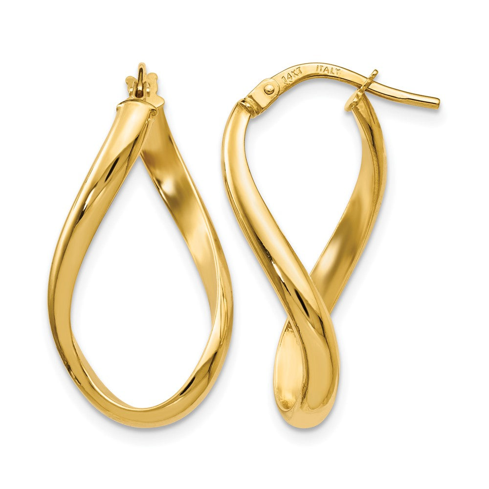 Polished Oval Twisted Hoop Earrings - Yellow Gold