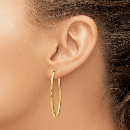 Polished Oval Hoop Earrings - 1.5mm, 1.42g