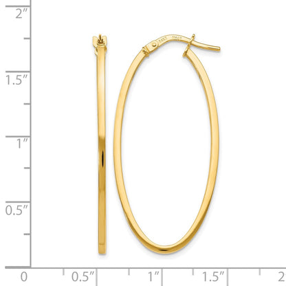 Polished Oval Hoop Earrings - 1.5mm, 1.42g