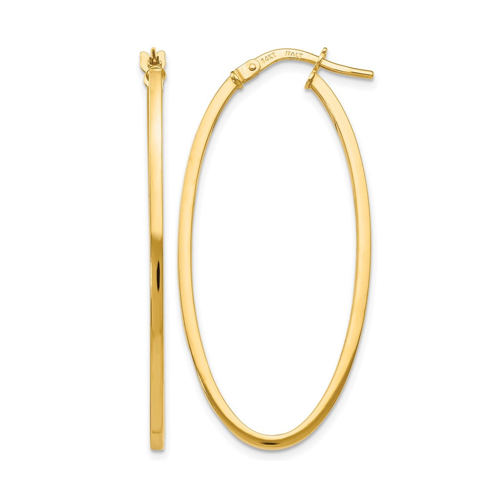 Polished Oval Hoop Earrings - 1.5mm, 1.42g