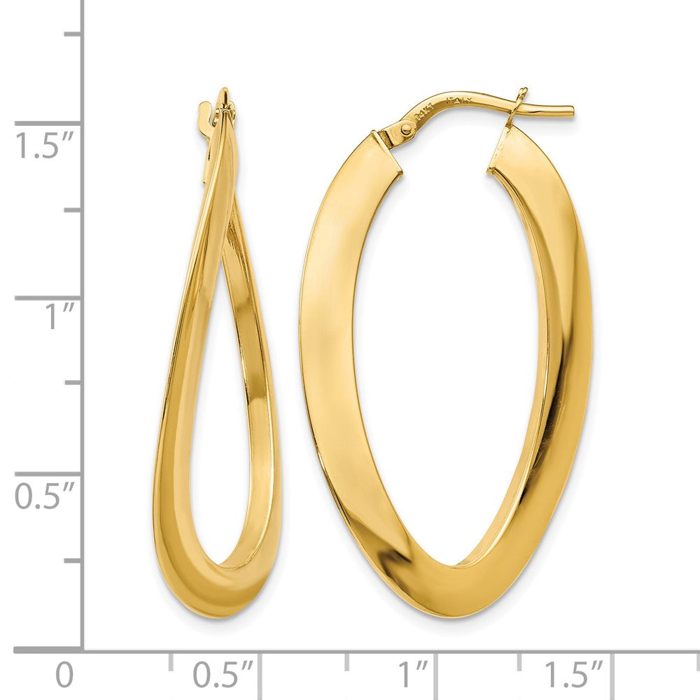 Polished Twisted Oval Hoop Earrings - 21mm